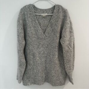 H&M Gray V-Neck Wool-blend Sweater with Relaxed Fit